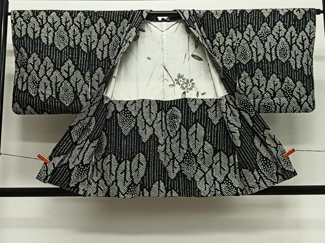 平和屋着物＃羽織　総絞り　樹林文　黒地　正絹　逸品　CABH3206ua
