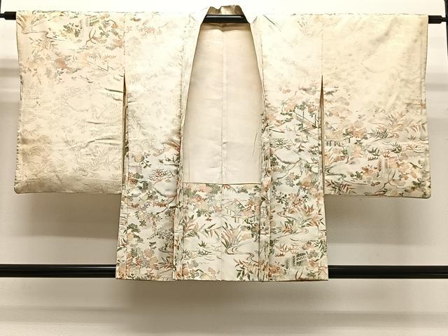 平和屋着物＃羽織　寿光織　風景花文　金銀糸　正絹　逸品　CABH3209ua