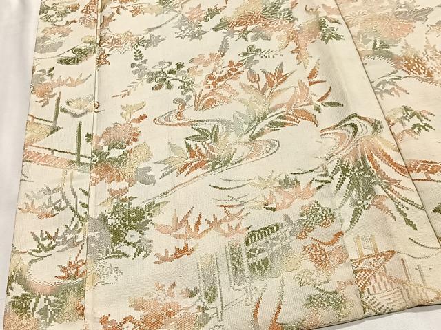 平和屋着物＃羽織　寿光織　風景花文　金銀糸　正絹　逸品　CABH3209ua