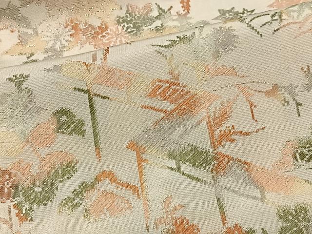 平和屋着物＃羽織　寿光織　風景花文　金銀糸　正絹　逸品　CABH3209ua