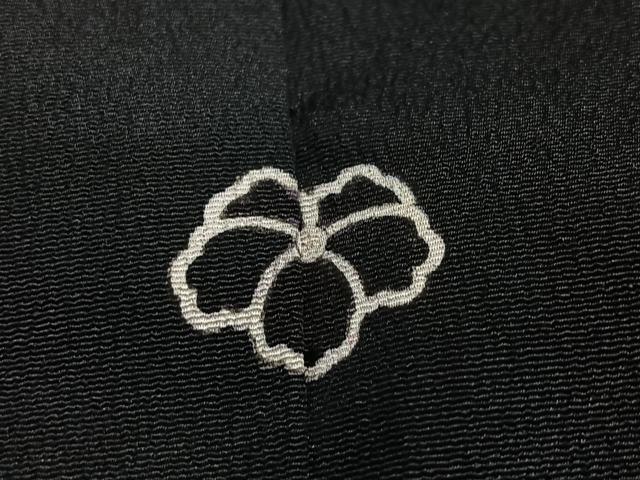 平和屋着物＃羽織　寿光織　枝花文　黒地　銀糸　正絹　逸品　CABH3215ua