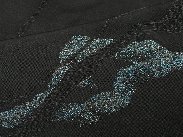 平和屋着物＃羽織　寿光織　霞文　黒地　金銀糸　正絹　逸品　CABH3216ua