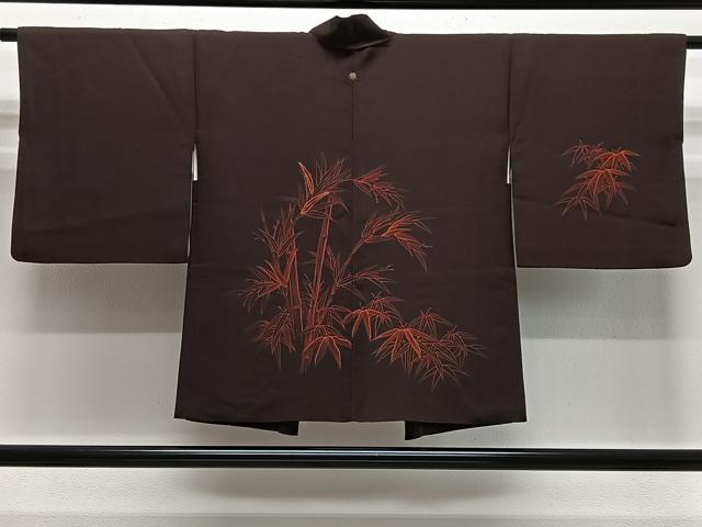 平和屋着物＃羽織　刺繍　笹文　正絹　逸品　CABH3217ua