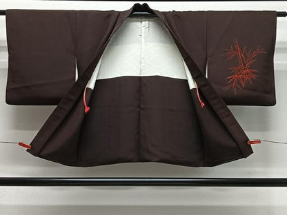 平和屋着物＃羽織　刺繍　笹文　正絹　逸品　CABH3217ua