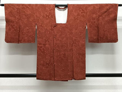 平和屋着物＃道行コート　南天地紋　海老茶色　正絹　逸品　未使用　CABH3226ua