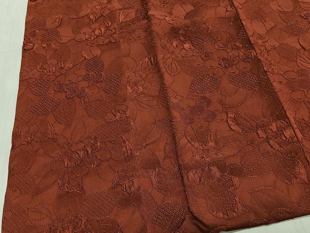 平和屋着物＃道行コート　南天地紋　海老茶色　正絹　逸品　未使用　CABH3226ua