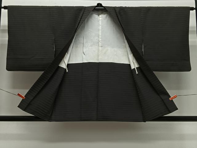 平和屋着物＃羽織　ろうけつ染　枝花文　黒地　正絹　逸品　CABH3229ua