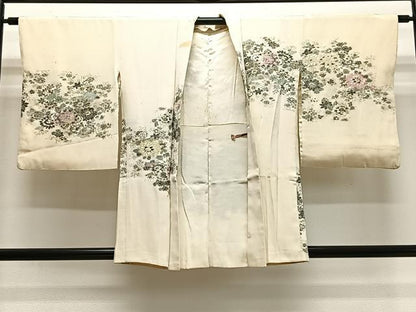 平和屋着物＃羽織　寿光織　草花文　金銀糸　正絹　逸品　CABH3230ua