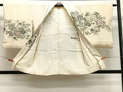 平和屋着物＃羽織　寿光織　草花文　金銀糸　正絹　逸品　CABH3230ua
