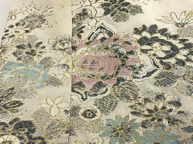 平和屋着物＃羽織　寿光織　草花文　金銀糸　正絹　逸品　CABH3230ua