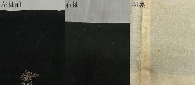 平和屋着物＃羽織　寿光織　草花文　黒地　金銀糸　正絹　逸品　CABH3236ua