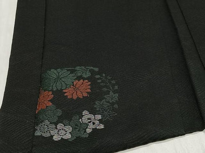 平和屋着物＃羽織　花丸文　黒地　銀糸　正絹　逸品　CABH3241ua
