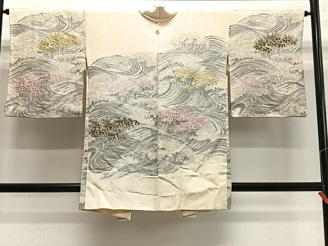 平和屋着物＃羽織　寿光織　立波文　金銀糸　正絹　逸品　CABH3244ua