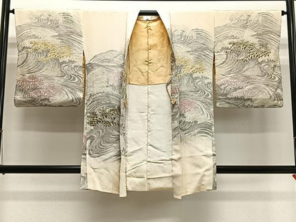平和屋着物＃羽織　寿光織　立波文　金銀糸　正絹　逸品　CABH3244ua
