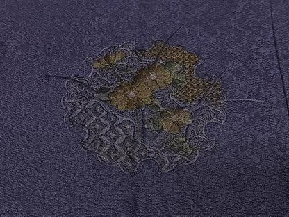 平和屋着物＃中国三大刺繍　スワトウ刺繍　総刺繍　道行コート　雪輪花文　正絹　逸品　CABH3245ua