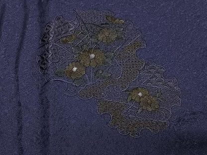 平和屋着物＃中国三大刺繍　スワトウ刺繍　総刺繍　道行コート　雪輪花文　正絹　逸品　CABH3245ua