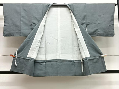 平和屋着物＃道行コート　錆浅葱色　正絹　逸品　CABH3247ua