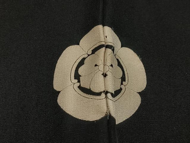 平和屋着物＃男性　長羽織　単衣　黒紋付　正絹　逸品　CABH3251ua