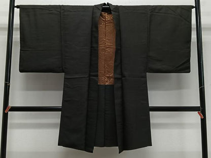 平和屋着物＃男性　長羽織　黒紋付　正絹　逸品　CABH3252ua