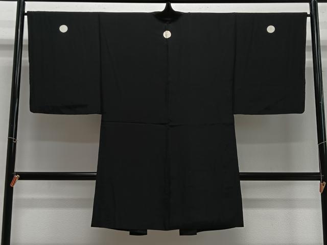 平和屋着物＃男性　長羽織　黒紋付　正絹　逸品　CABH3255ua