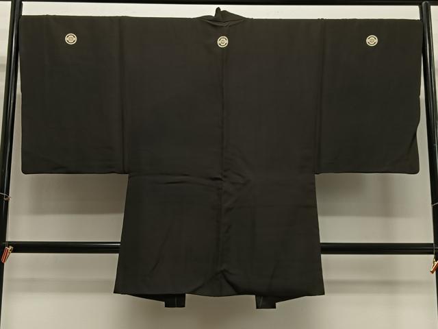平和屋着物＃男性　長羽織　黒紋付　正絹　逸品　CABH3256ua
