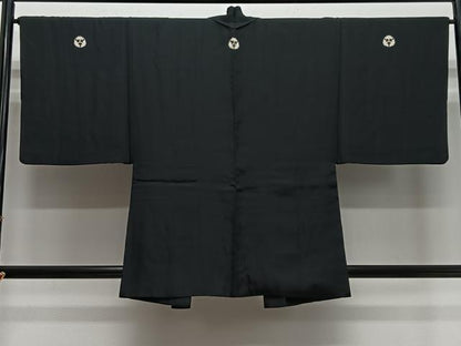 平和屋着物＃男性　羽織　黒紋付　正絹　逸品　CABH3259ua