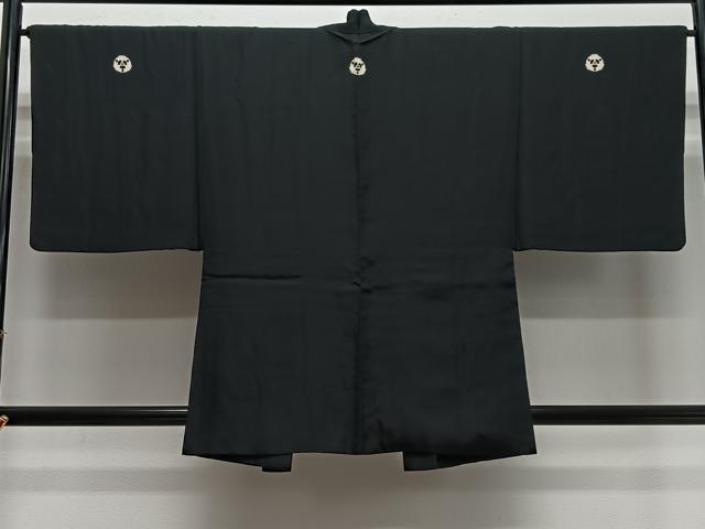 平和屋着物＃男性　羽織　黒紋付　正絹　逸品　CABH3259ua