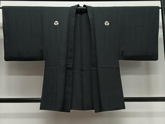 平和屋着物＃男性　羽織　黒紋付　正絹　逸品　CABH3259ua