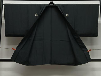 平和屋着物＃男性　羽織　黒紋付　正絹　逸品　CABH3259ua