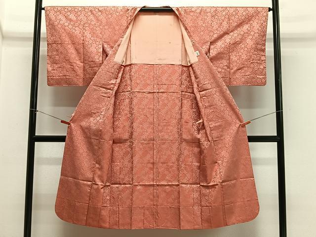 平和屋着物＃道行コート　雨コート　花尽くし　ロング丈　鈴乃屋扱い　正絹　逸品　CABH3264ua