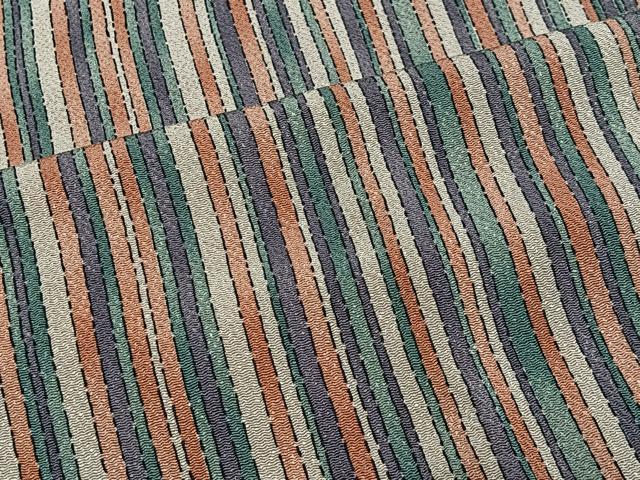 平和屋着物＃道中着　縞　鬼しぼ縮緬　ロング丈　正絹　逸品　CABH3271ua