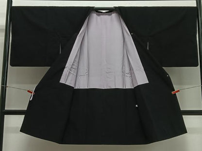 平和屋着物＃道行コート　輪奈織　黒地　正絹　逸品　CABH3273ua