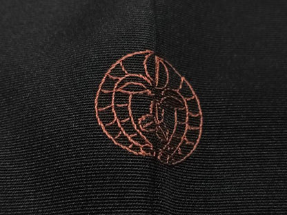 平和屋着物＃中国三大刺繍　相良刺繍　総刺繍　羽織　草花文　黒地　正絹　逸品　CABH3275ua