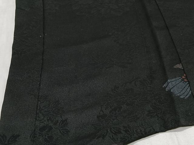 平和屋着物∞羽織　寿光織　花鳥文　黒地　金銀糸　正絹　逸品　CABH326ua