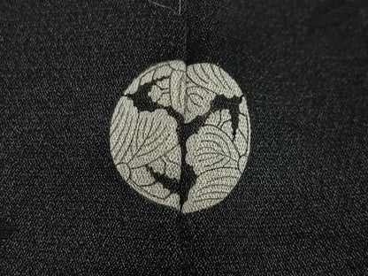平和屋着物∞羽織　寿光織　花鳥文　黒地　金銀糸　正絹　逸品　CABH326ua