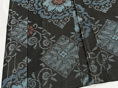 平和屋着物∞羽織　本場大島紬　割り込み絣　花菱文　正絹　逸品　未使用　CABH3277ua