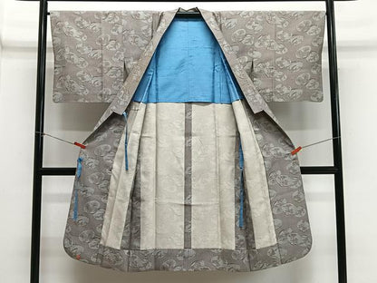 平和屋着物∞道中着　作家物　型染め　風景花文　ロング丈　正絹　逸品　CABH3279ua