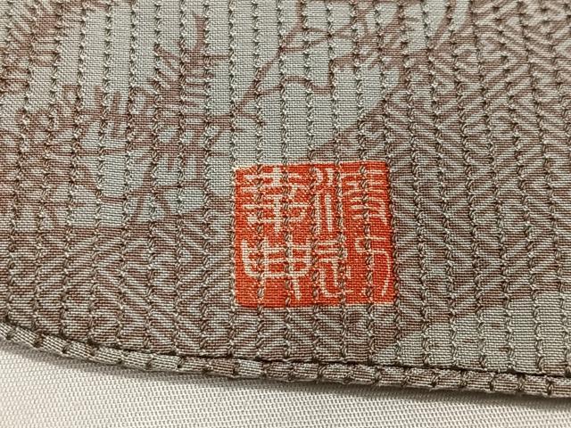 平和屋着物∞道中着　作家物　型染め　風景花文　ロング丈　正絹　逸品　CABH3279ua