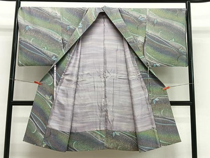 平和屋着物∞道中着　舞蝶文　暈し染め　暈し染め　ロング丈　正絹　逸品　CABH3280ua