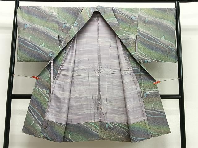 平和屋着物∞道中着　舞蝶文　暈し染め　暈し染め　ロング丈　正絹　逸品　CABH3280ua