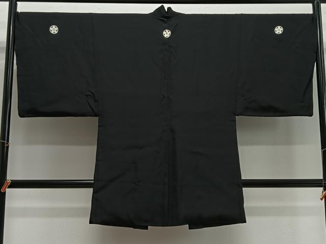 平和屋着物∞男性　長羽織　黒紋付　正絹　逸品　CABH3281ua