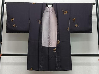 平和屋着物∞長羽織　型染め　舞花文　正絹　逸品　未使用　CABH3282ua