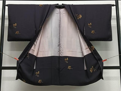 平和屋着物∞長羽織　型染め　舞花文　正絹　逸品　未使用　CABH3282ua