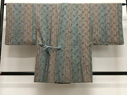 平和屋着物∞道中着　紬地　絞り　間道　正絹　逸品　CABH3283ua