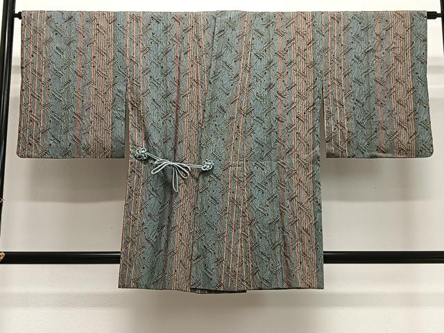 平和屋着物∞道中着　紬地　絞り　間道　正絹　逸品　CABH3283ua