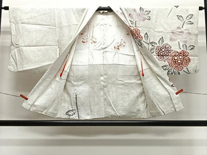 平和屋着物∞羽織　総絞り　枝花文　正絹　逸品　CABH3285ua