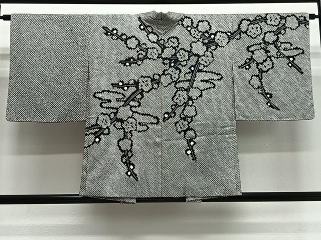 平和屋着物∞羽織　総絞り　枝梅文　黒地　正絹　逸品　CABH3286ua
