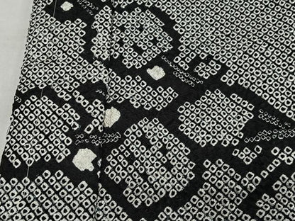 平和屋着物∞羽織　総絞り　枝梅文　黒地　正絹　逸品　CABH3286ua