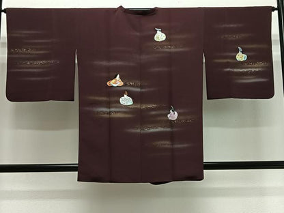 平和屋着物∞道行コート　総刺繍　人物文　金彩　正絹　逸品　CABH3287ua