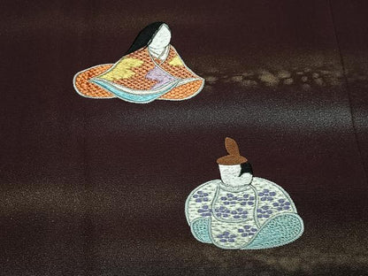 平和屋着物∞道行コート　総刺繍　人物文　金彩　正絹　逸品　CABH3287ua